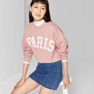 WILD FABLE PINK PARIS CREWNECK SWEATSHIRT SZ LARGE